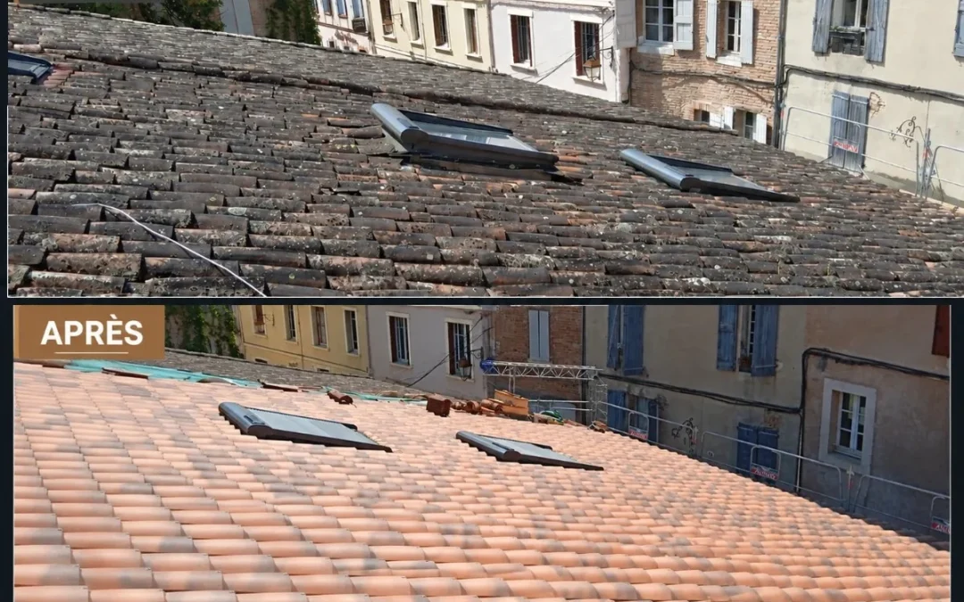 Rénovation de toitures en tuiles canal et zinguerie à Albi (Tarn)