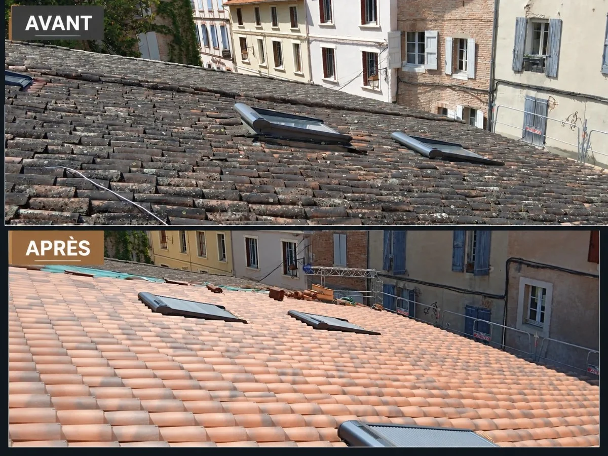 Rénovation de toitures en tuiles canal et zinguerie à Albi (Tarn)