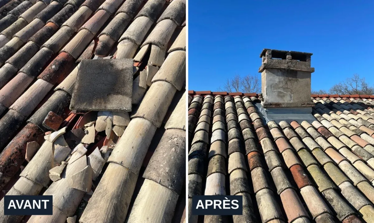 Remplacement de tuiles et réparation de cheminées à Gaillac